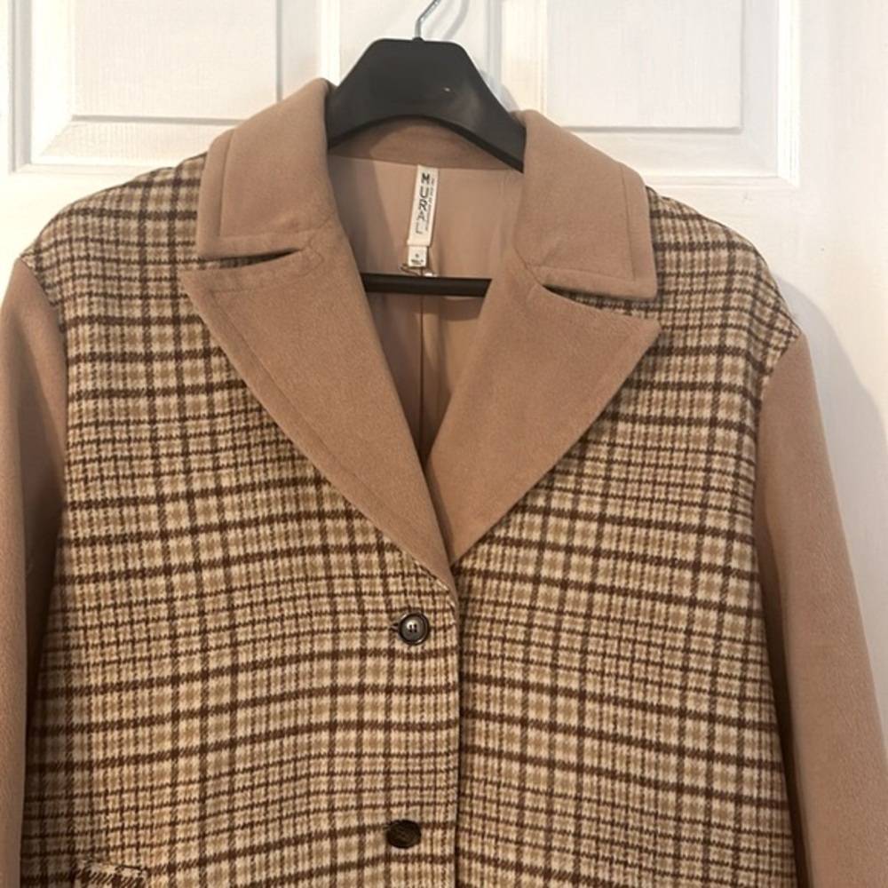 Women’s Mural Plaid Longline Coat Jacket Wool
Blend Brown Size Small - Picture 5 of 13
